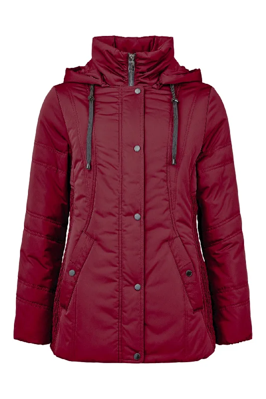 Fransden Wine Quilted Jacket with detachable hood 935