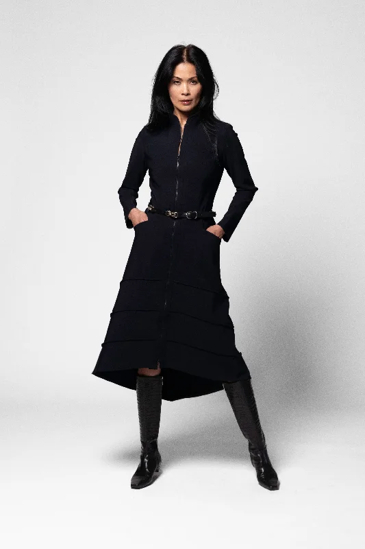 Women's longline double - breasted camel coats for a sophisticated lookFumiko Coat - Black Women's longline double - breasted camel coats for a sophisticated lookFumiko Coat - Black