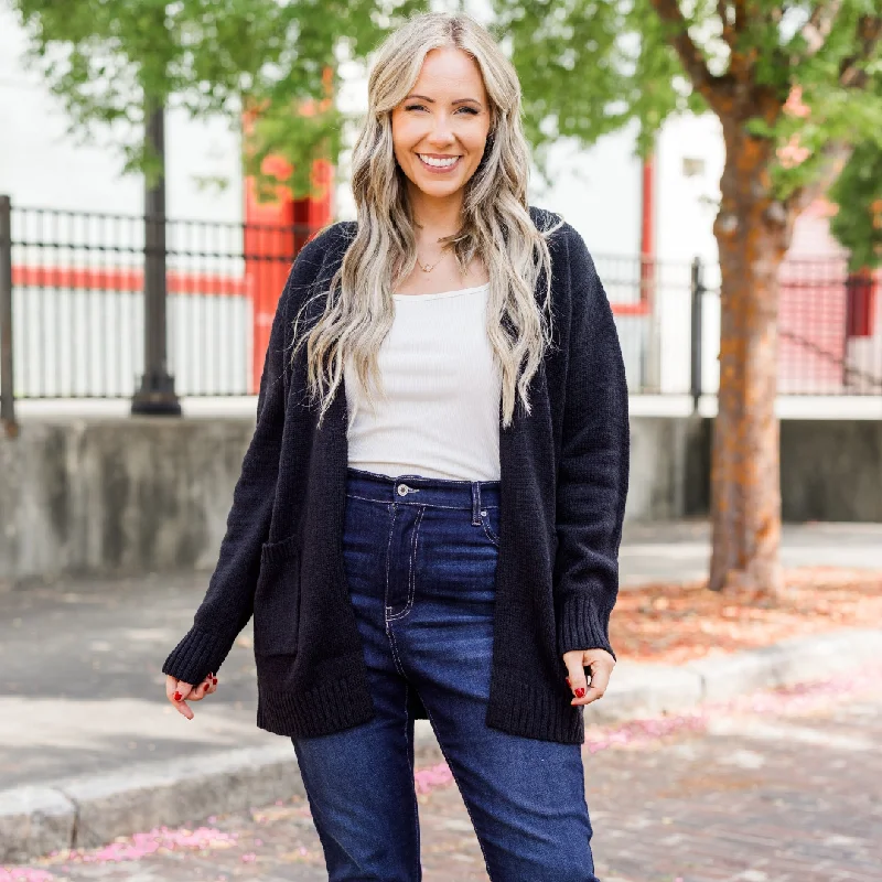 ribbed women cardigan with a classic textureGo Everywhere Cardigan, Black