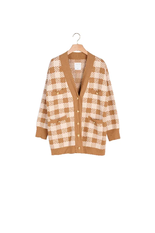 sequin embellished women cardigan for special occasionsCardicoat imprimé vichy