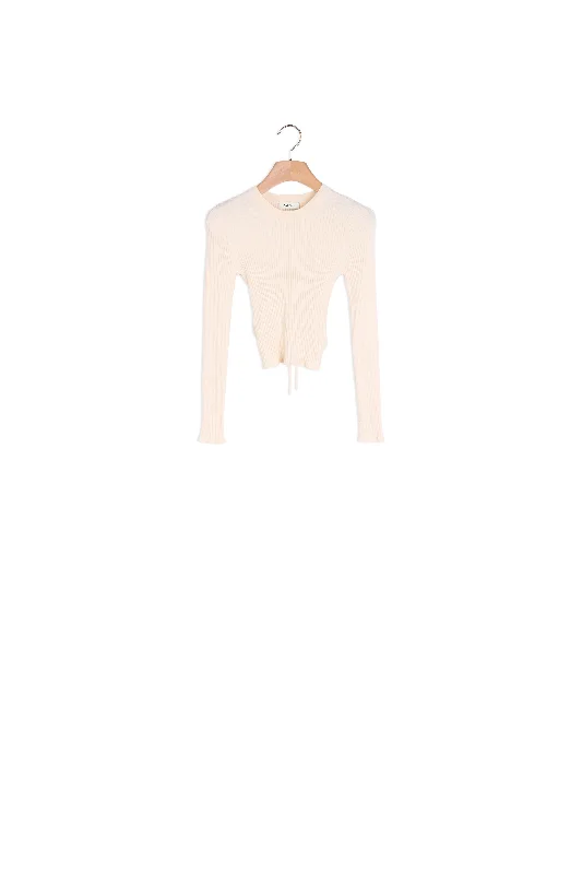 ribbed women cardigan with a classic texturePull en maille dos nu