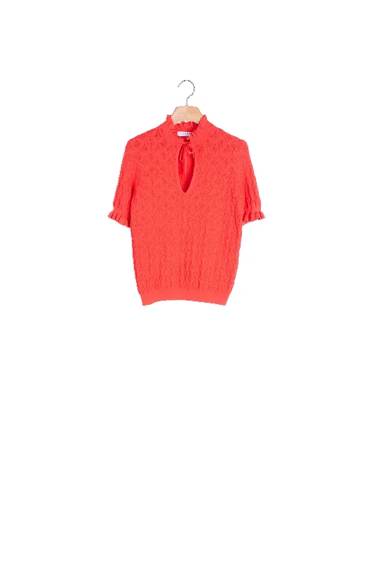 oversized women cardigan for a trendy and cozy lookTop en maille - col à volant