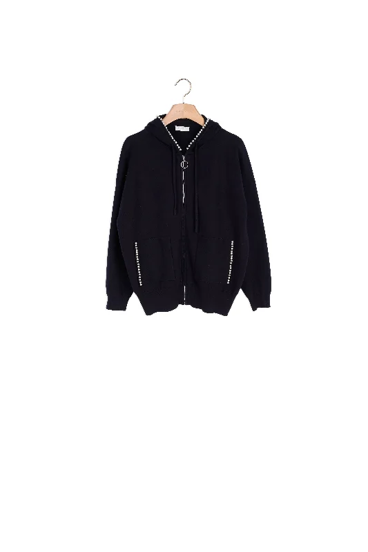 cashmere blend women cardigan for a luxurious feelGilet zippé orné de perles