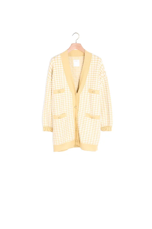 oversized women cardigan for a trendy and cozy lookCardi-coat à motifs pied de coq