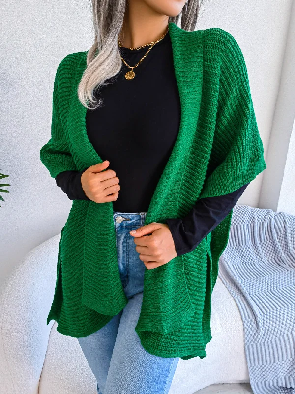 floral print women cardigan for a feminine touchHorizontal Ribbing Open Front Slit Cardigan floral print women cardigan for a feminine touchHorizontal Ribbing Open Front Slit Cardigan