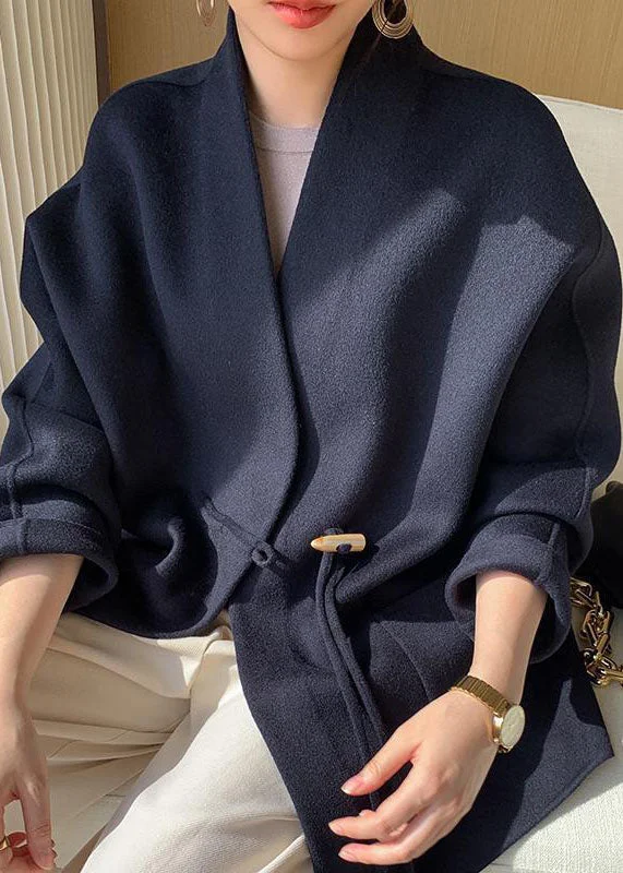 Quilted down women's coats with removable hoods for outdoor activitiesItalian Navy Oversized Pockets Tassel Woolen Coat Winter Quilted down women's coats with removable hoods for outdoor activitiesItalian Navy Oversized Pockets Tassel Woolen Coat Winter