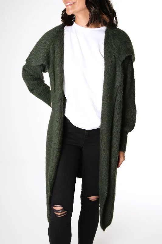 cable knit women cardigan with intricate patternsLiv Cardigan Green