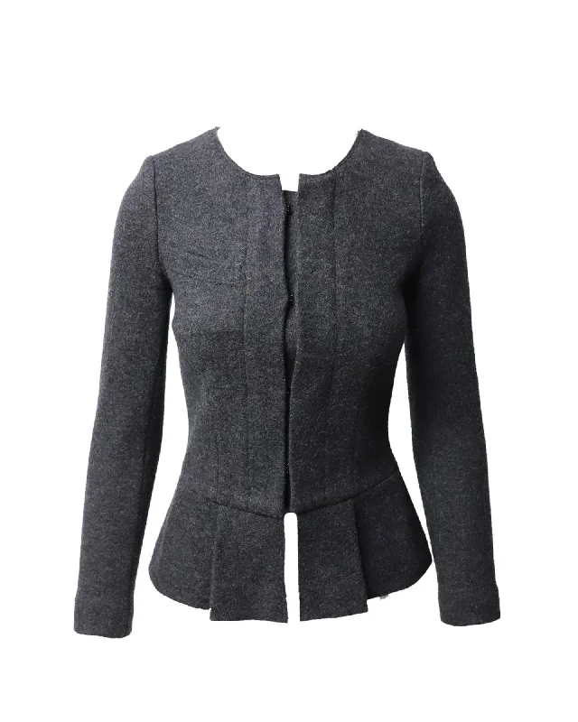 Grey Merino Wool Peplum Blazer