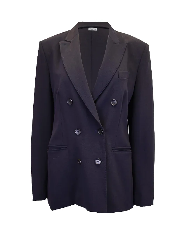 Contemporary Double-Breasted Black Blazer in Luxurious Virgin Wool