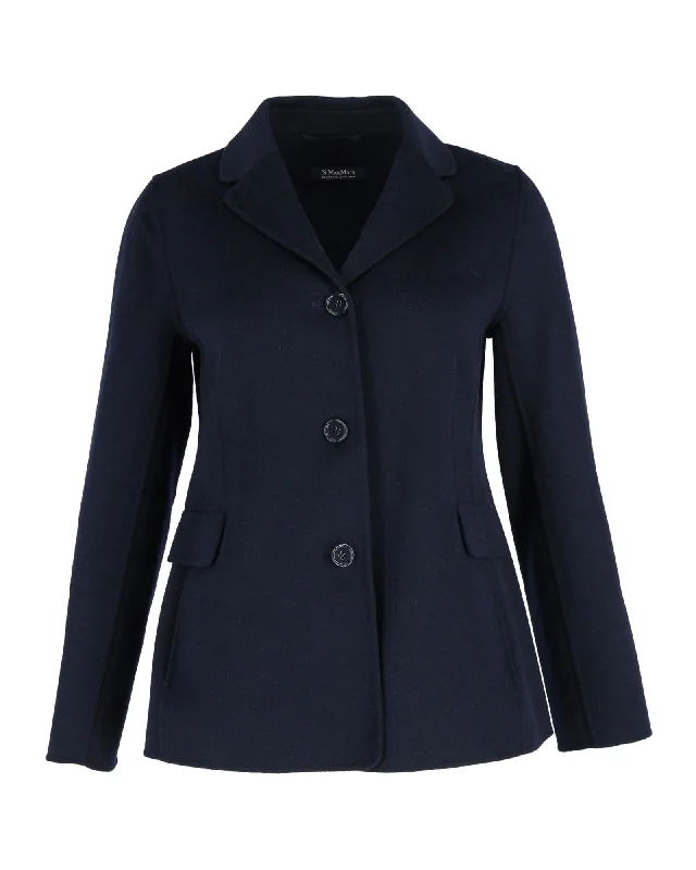 Navy Blue Wool Short Blazer by SMax Mara