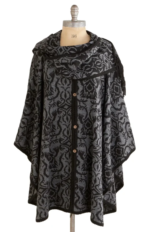 plus size women cardigan for comfortable layeringPeruvian Grey Wildflower Alpaca Ruana Cloak plus size women cardigan for comfortable layeringPeruvian Grey Wildflower Alpaca Ruana Cloak