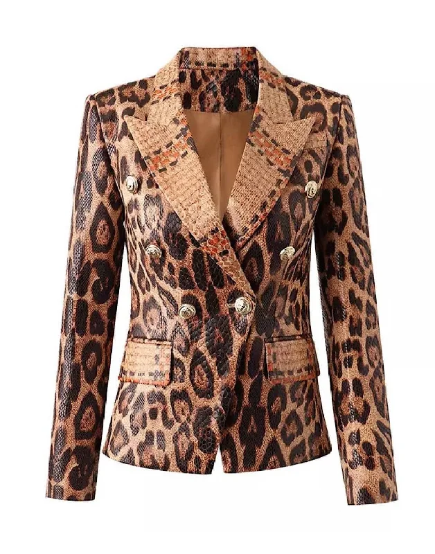 PU Leather Snake Pattern Blazer