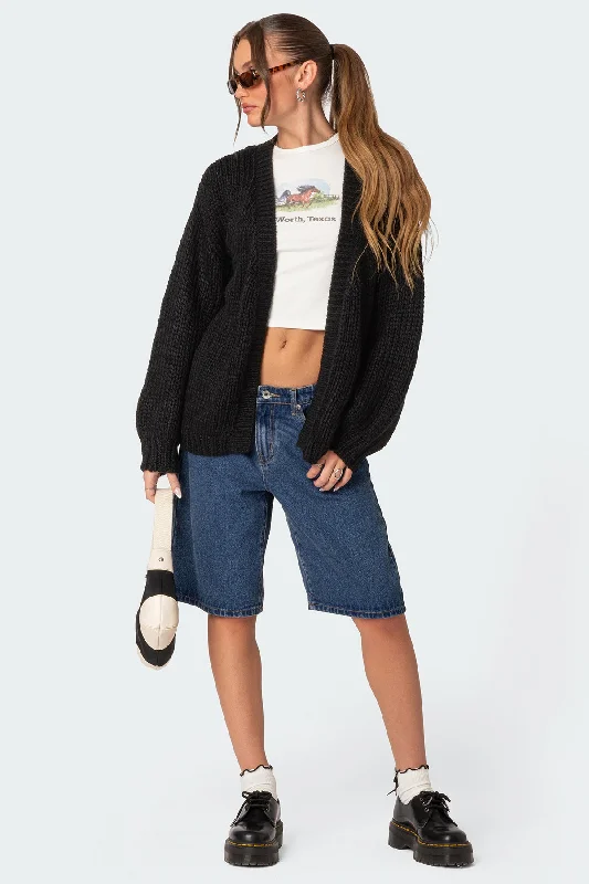 v neck women cardigan to elongate the necklineAnina Oversized Knit Cardigan