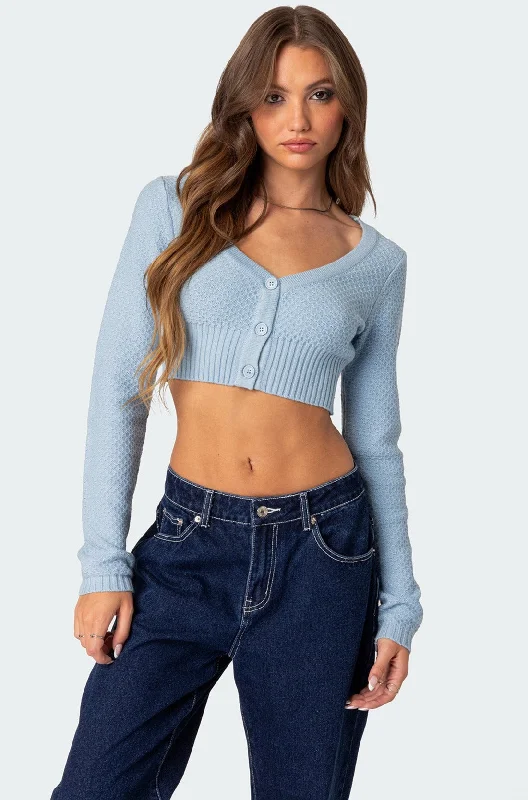 cropped women cardigan to pair with high - waisted jeansV Neck Cropped Cardigan