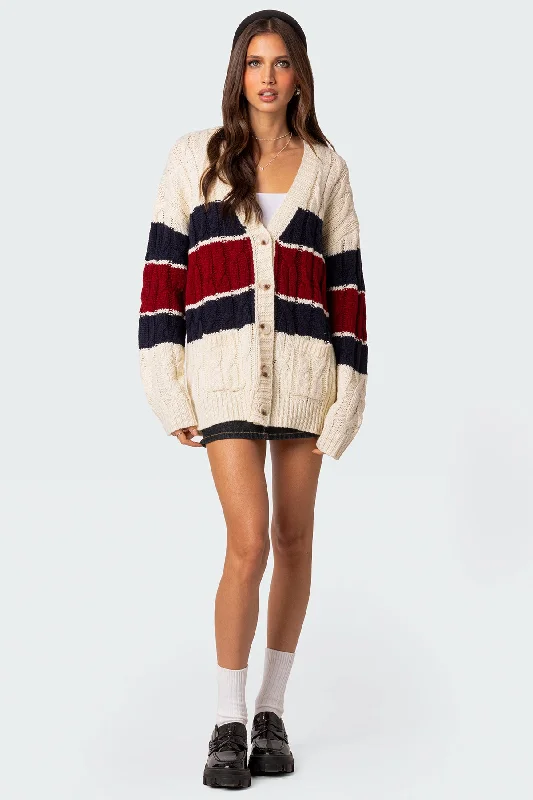 lightweight women cardigan for spring and fallTinsley Oversized Cable Knit Cardigan