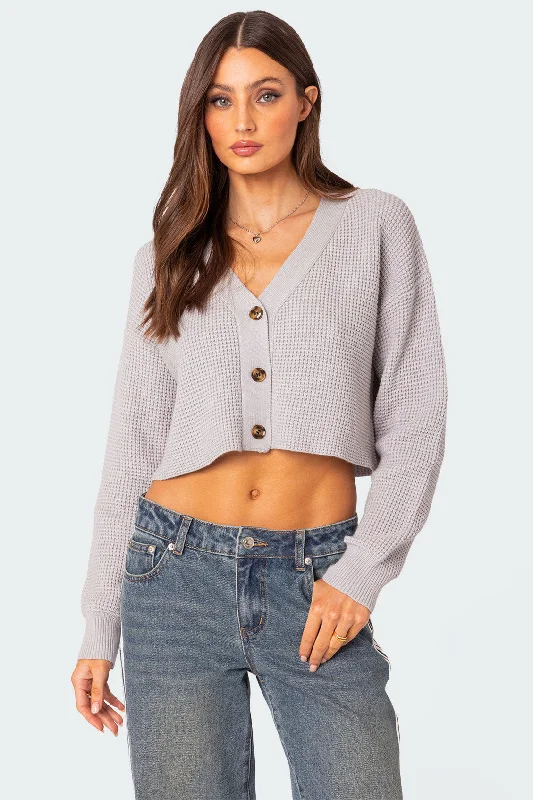 organic cotton women cardigan for an eco - friendly choiceOversized Waffle Knit Cropped Cardigan organic cotton women cardigan for an eco - friendly choiceOversized Waffle Knit Cropped Cardigan