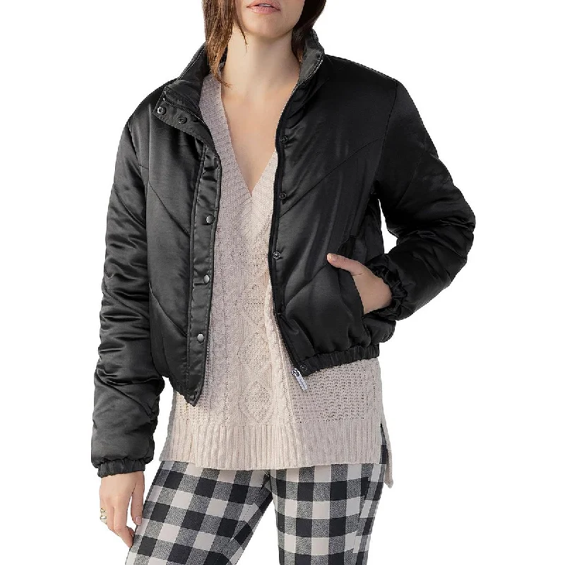 Women's long - sleeve wool coats in a houndstooth pattern for a classic charmSanctuary Womens Davis Chevron Puffer Quilted Coat