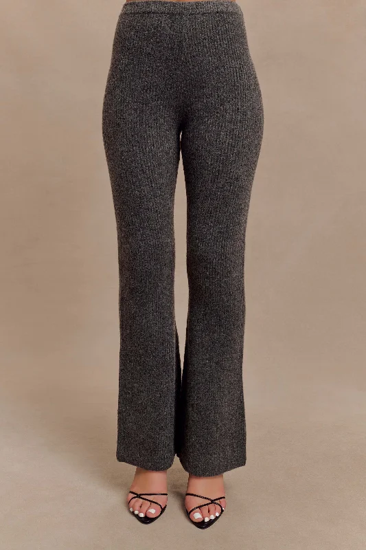 boyfriend style women cardigan for a relaxed fitShyann Straight Leg Knit Pant - Charcoal Marle boyfriend style women cardigan for a relaxed fitShyann Straight Leg Knit Pant - Charcoal Marle