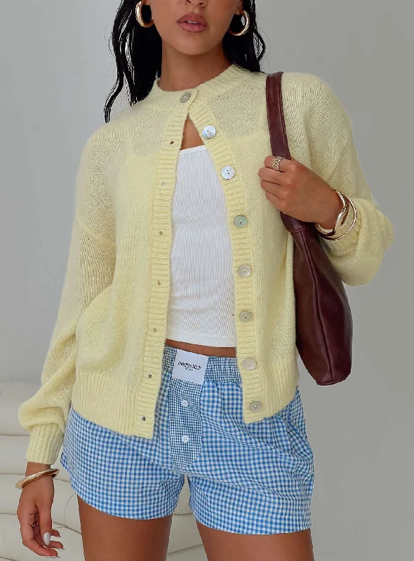 hand knitted women cardigan with artisanal charmSunbeam Cardigan Yellow