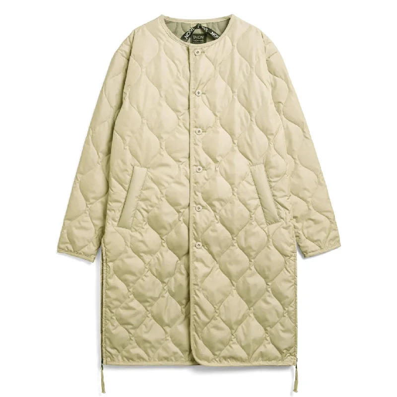 Belted women's cashmere coats in soft pastels for a luxurious feelTaion Womens Military Crew Neck Down Coat Cream Belted women's cashmere coats in soft pastels for a luxurious feelTaion Womens Military Crew Neck Down Coat Cream