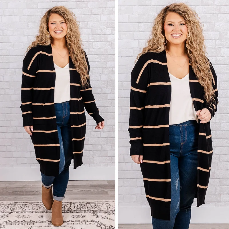 Truth About Love Cardigan, Black-Taupe