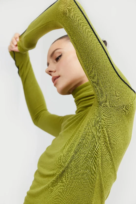 sequin embellished women cardigan for special occasionsTURTLENECK TOP WITH CONTRAST TRIM