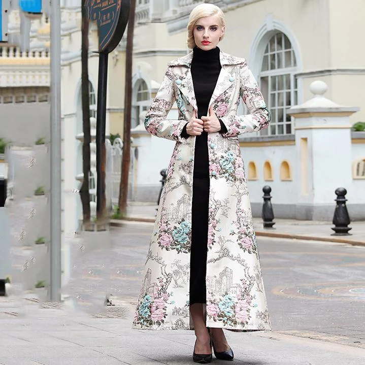 Embroidered women's cotton coats in a bohemian pattern for a unique designwinter vintage embroidery cotton blended trench coats outwear slim long sleeve elegant long coat Embroidered women's cotton coats in a bohemian pattern for a unique designwinter vintage embroidery cotton blended trench coats outwear slim long sleeve elegant long coat
