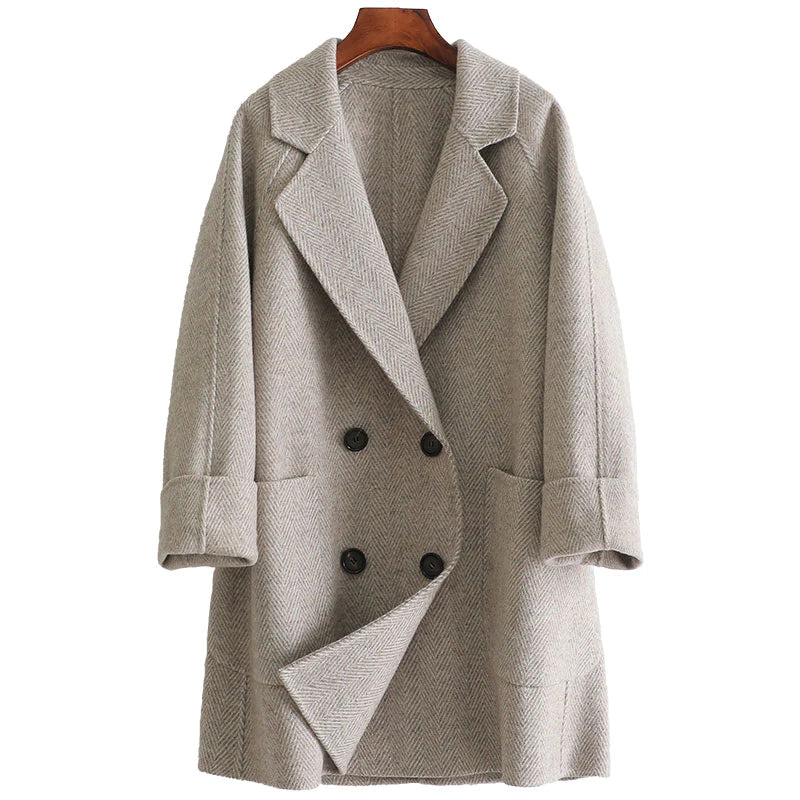 Women's pea coats with brass buttons for a nautical - inspired styleWomen's Korean Fashion Double-sided Woolen Wide-waisted Jackets Women's pea coats with brass buttons for a nautical - inspired styleWomen's Korean Fashion Double-sided Woolen Wide-waisted Jackets