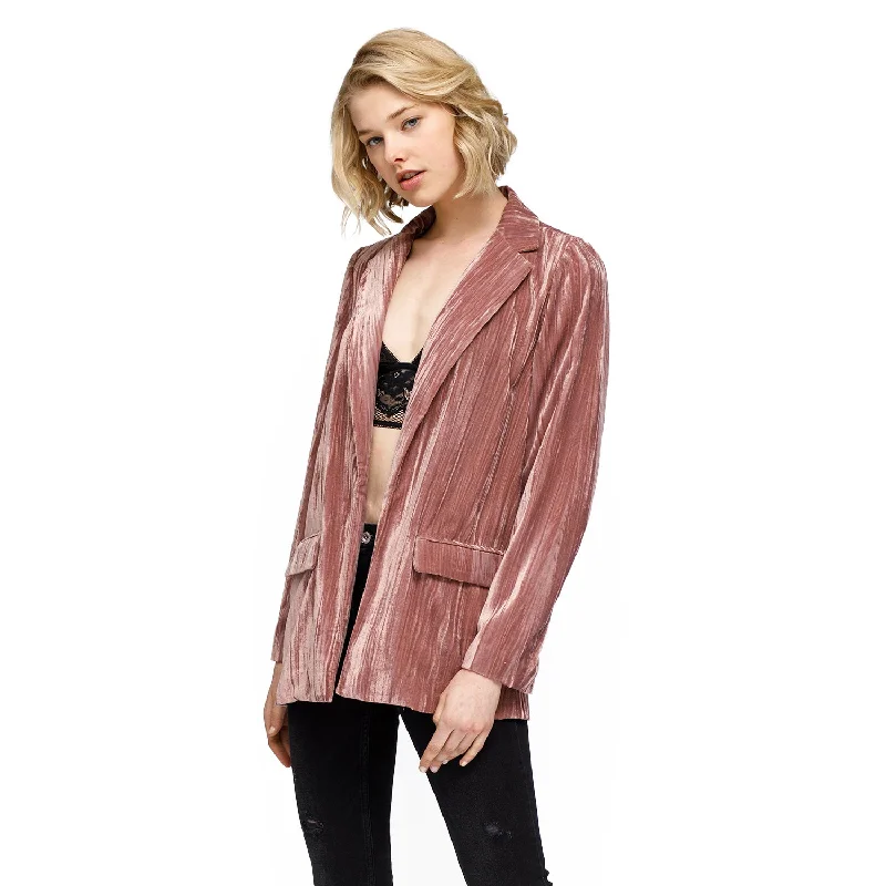 Women's Velvet Blazer With Flap Pockets In Rogue