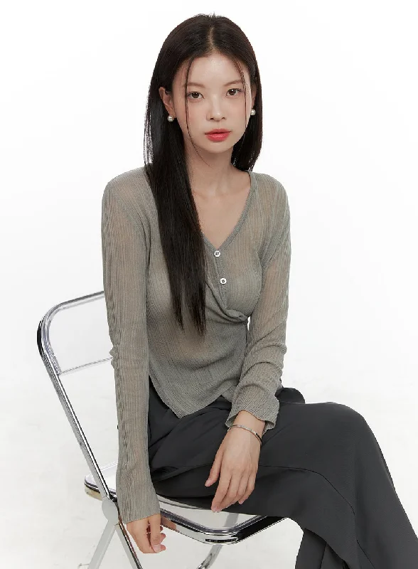 ribbed women cardigan with a classic textureWrap Buttoned V-Neck Sheer Cardigan OL411 ribbed women cardigan with a classic textureWrap Buttoned V-Neck Sheer Cardigan OL411