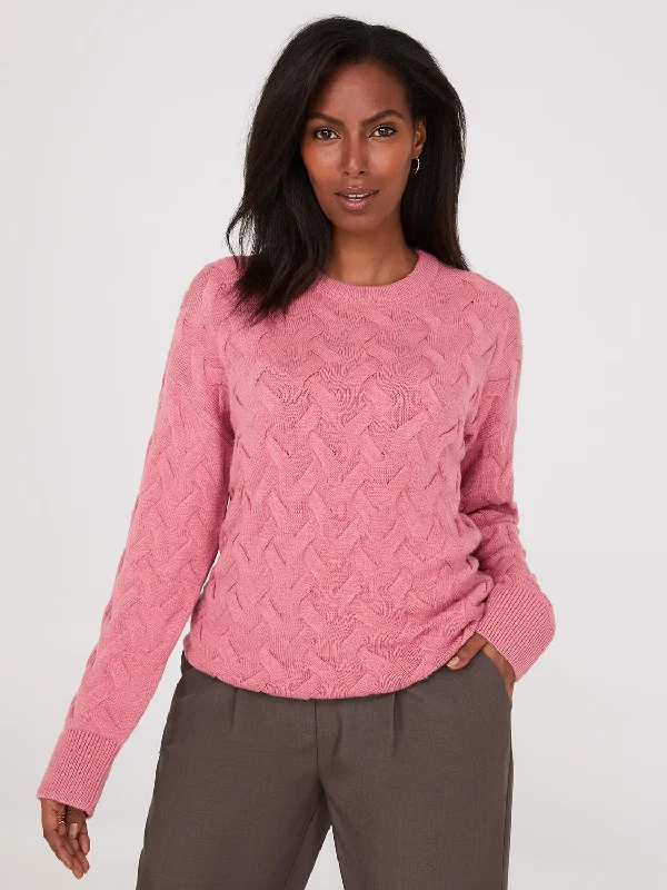 V - Neck Women's Ribbed Wool Sweaters for FallBasketweave Crew Neck Sweater