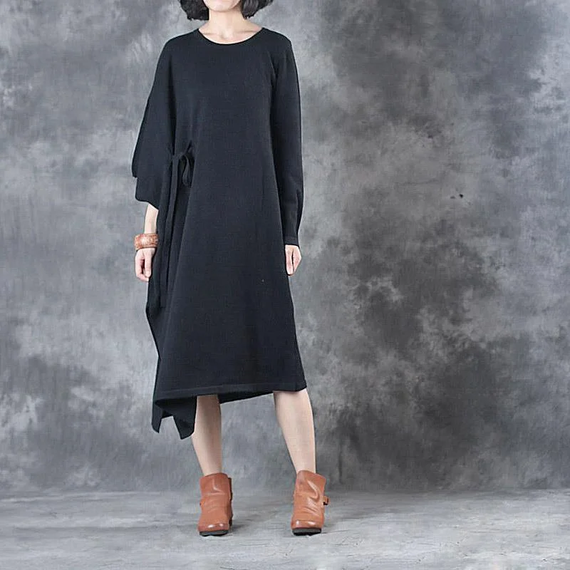 Plus Size Women's Fit - and - Flare Sweater Dresses with Ruffled Hem2017 black asymmetric design cotton corduroy knit dress long sleeve sweater dress Plus Size Women's Fit - and - Flare Sweater Dresses with Ruffled Hem2017 black asymmetric design cotton corduroy knit dress long sleeve sweater dress