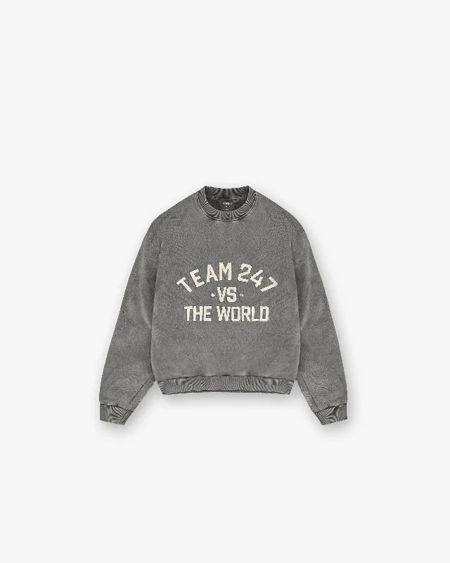 Button - Down Women's Shetland Wool Sweaters in Traditional Patterns247 Vs The World Boxy Sweater - Pewter Button - Down Women's Shetland Wool Sweaters in Traditional Patterns247 Vs The World Boxy Sweater - Pewter