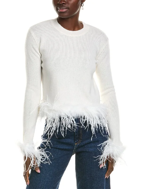 Plus Size Women's Fit - and - Flare Sweater Dresses with Ruffled Hem27 Miles Malibu womens Feather Trim Wool & Cashmere-Blend Sweater, M Plus Size Women's Fit - and - Flare Sweater Dresses with Ruffled Hem27 Miles Malibu womens Feather Trim Wool & Cashmere-Blend Sweater, M