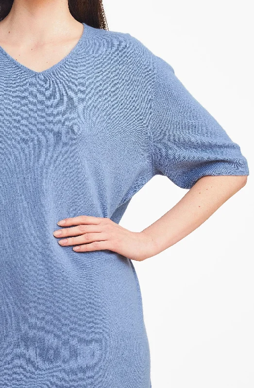 Women's Long Sleeve Turtleneck Cashmere Sweaters3D Printed Cashmere Dress - Blue