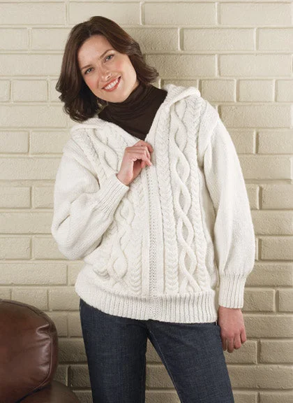 Plus Size Women's Oversized Chunky Knit SweatersAran Hooded Jacket