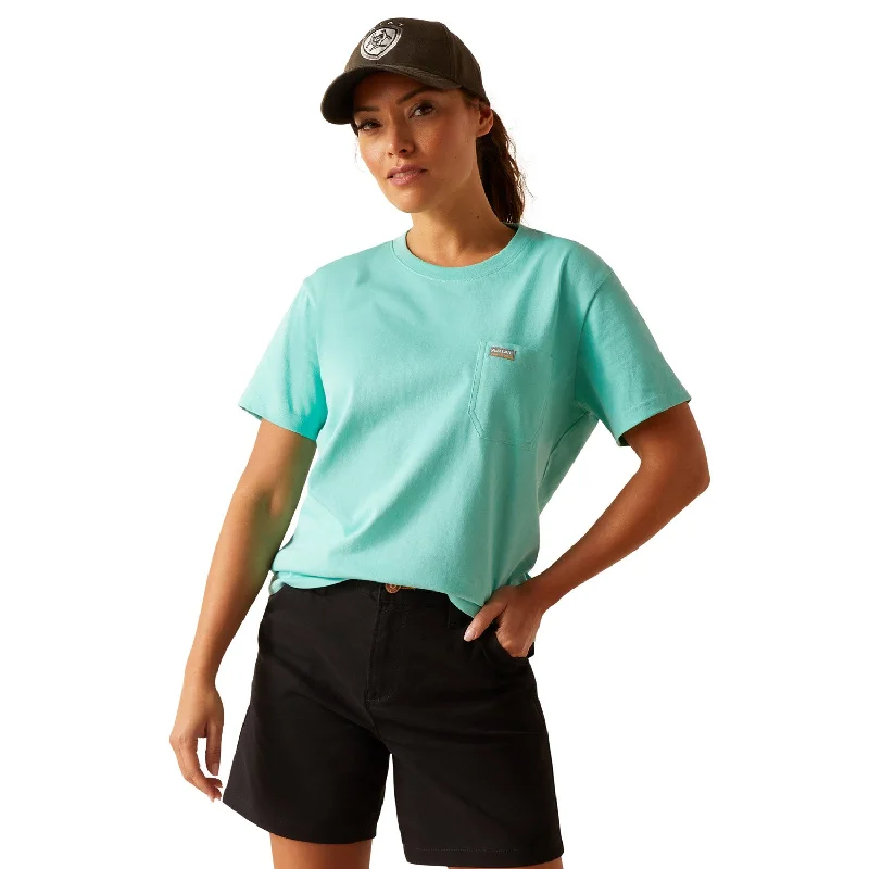 Embroidered Women T Shirt with Intricate DetailsAriat Women's Rebar CottonStrong Pocket T-Shirt Embroidered Women T Shirt with Intricate DetailsAriat Women's Rebar CottonStrong Pocket T-Shirt