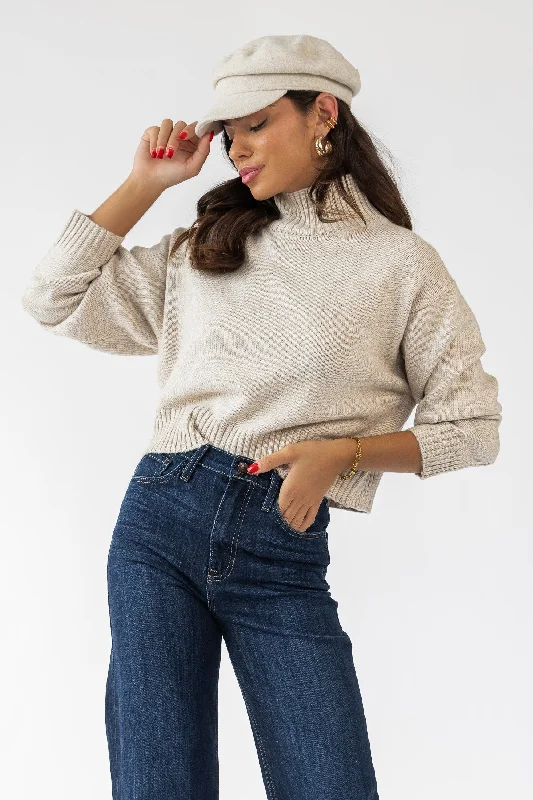Women's Long Sleeve Turtleneck Cashmere SweatersASTR The Label Fiala Oatmeal Sweater Women's Long Sleeve Turtleneck Cashmere SweatersASTR The Label Fiala Oatmeal Sweater