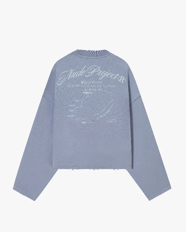 Open - Front Women's Cardigan - Style Mohair SweatersBALEAR CREWNECK PALE BLUE