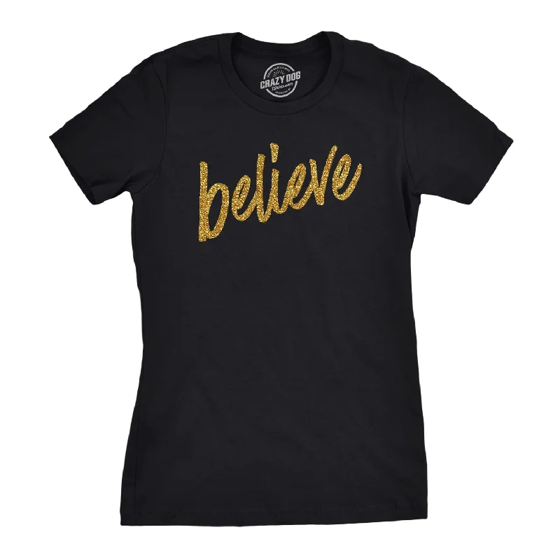 Striped Women T Shirt in a Classic PatternBelieve Script Women's T Shirt