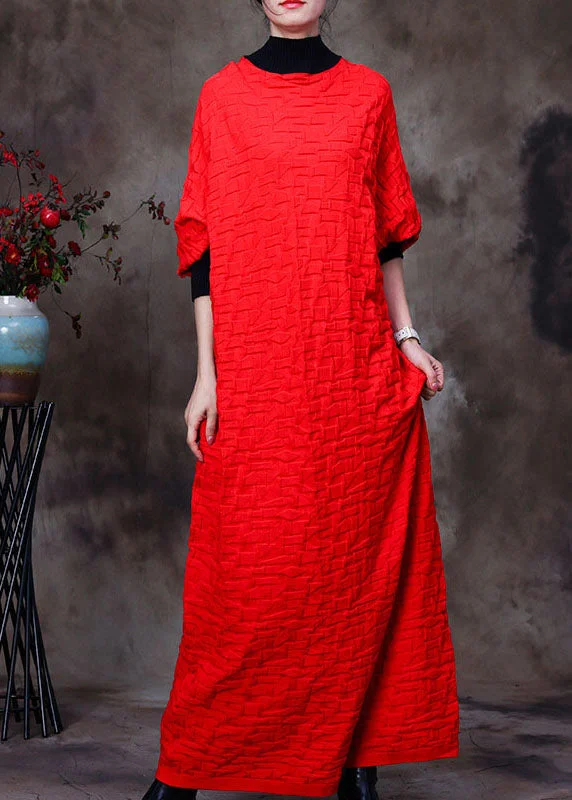 Plus Size Women's Asymmetric Hem Sweater Dresses in Modern DesignsBoutique Red O-Neck Patchwork Knit Knit Sweater Dress Winter Plus Size Women's Asymmetric Hem Sweater Dresses in Modern DesignsBoutique Red O-Neck Patchwork Knit Knit Sweater Dress Winter