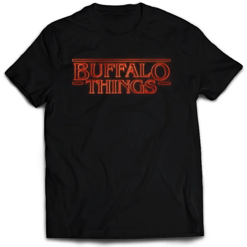 Distressed Women T Shirt with a Laid - Back AestheticBuffalo Things - Adult T-shirt