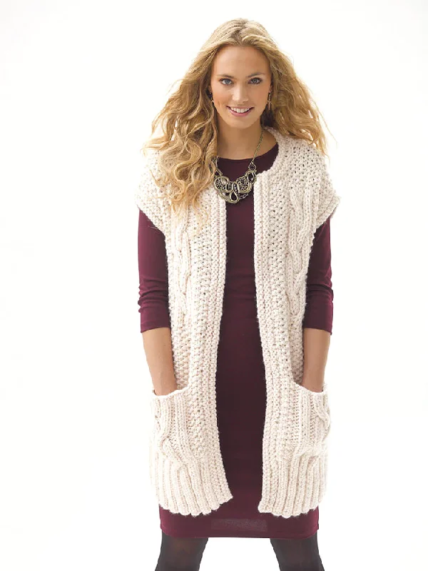 Plus Size Women's Side - Slit Sweaters in Bold SolidsCabled Topper with Pockets
