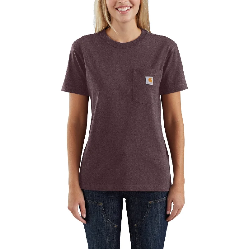 Plus Size Women T Shirt for a Comfortable and Flattering FitCarhartt Women's Short Sleeve Pocket T-Shirt_Blackberry Heather Plus Size Women T Shirt for a Comfortable and Flattering FitCarhartt Women's Short Sleeve Pocket T-Shirt_Blackberry Heather
