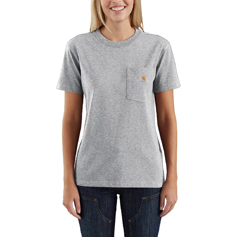 Sleeveless Women T Shirt for Summer ComfortCarhartt Women's Short Sleeve Pocket T-Shirt_Heather Grey Sleeveless Women T Shirt for Summer ComfortCarhartt Women's Short Sleeve Pocket T-Shirt_Heather Grey