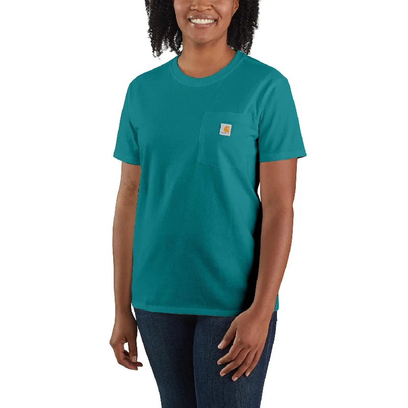 Moisture - Wicking Women T Shirt for Active LifestylesCarhartt Women's Pocket Short Sleeve T-Shirt_Shaded Spruce Moisture - Wicking Women T Shirt for Active LifestylesCarhartt Women's Pocket Short Sleeve T-Shirt_Shaded Spruce