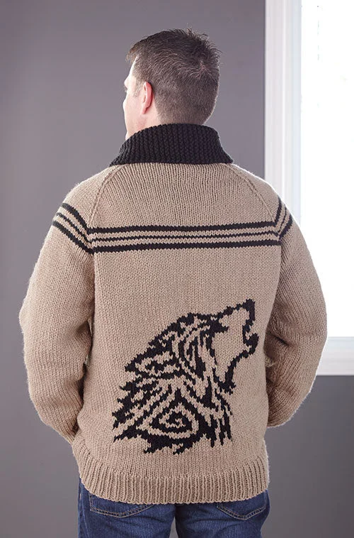 Boat Neck Women's Merino Wool Sweaters in Neutral ShadesCeltic Wolf Jacket
