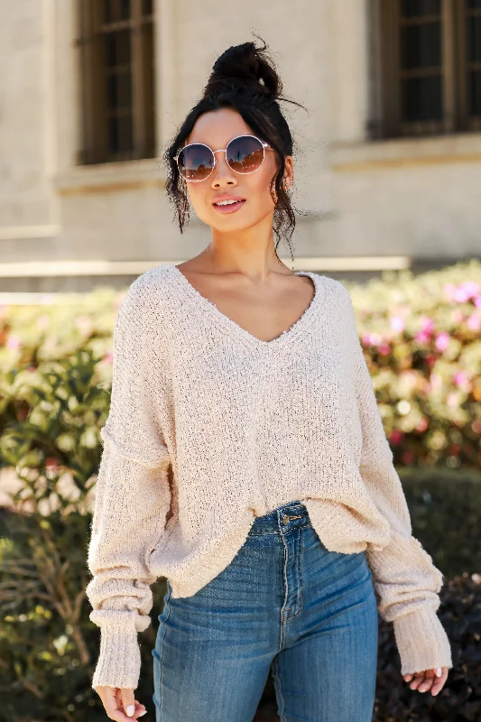 Sleeveless Women's Silk - Trimmed Sweaters for SummerFINAL SALE - Charming Purpose Cream Oversized Sweater Sleeveless Women's Silk - Trimmed Sweaters for SummerFINAL SALE - Charming Purpose Cream Oversized Sweater