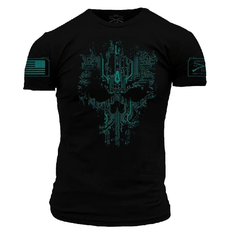 Distressed Women T Shirt with a Laid - Back AestheticCircuit Skull T-Shirt - Black