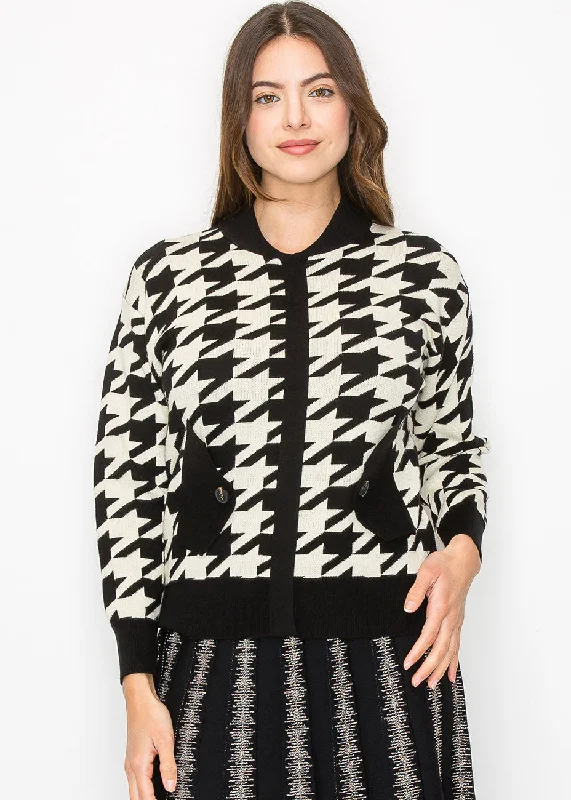 Women's Off - Shoulder Chunky Knit Sweater Dresses in Earth TonesClassic Houndstooth Knit Cardigan Women's Off - Shoulder Chunky Knit Sweater Dresses in Earth TonesClassic Houndstooth Knit Cardigan